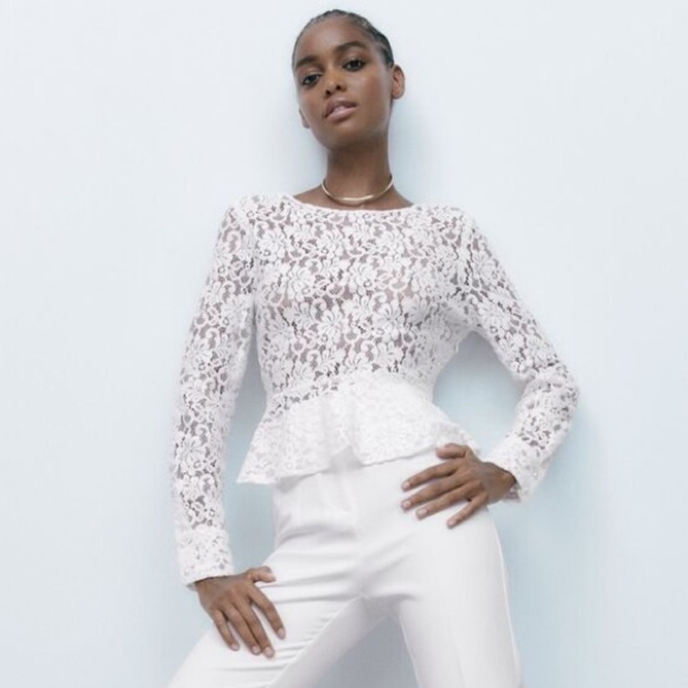 Zara Lace Peplum Top New